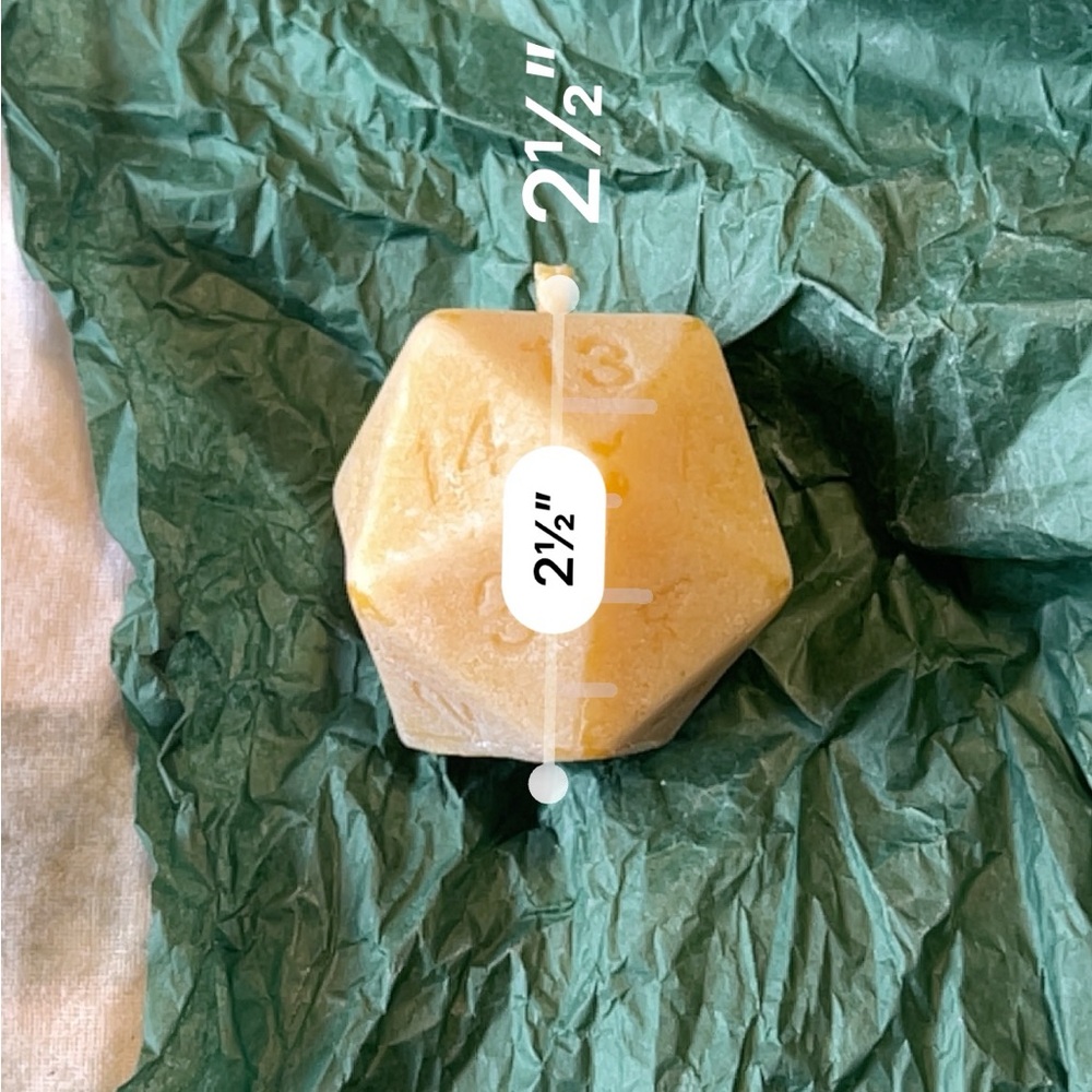 Pure Beeswax 12 Sided Dice Candle - Peachy Orange Game Night Accent - Picture 4 of 5